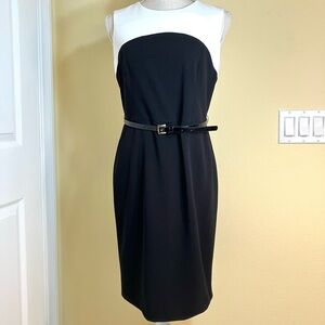 Vintage Tommy Hilfiger black and white sleeveless sheath dress, size 6P